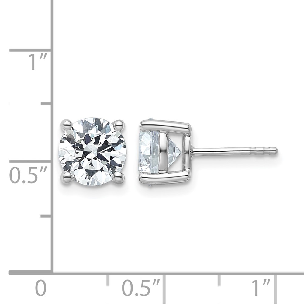 14k White Gold 4 carat Lab Grown Diamond VS+ F+ Round Complete Four Prong Heavyweight Stud Earrings (EM1006-400-WLD)