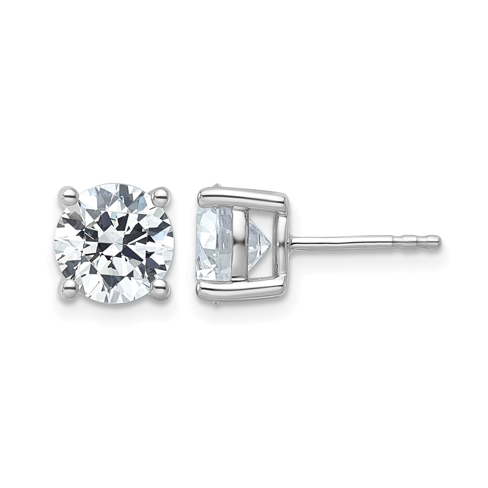 14k White Gold 4 carat Certified Lab Grown Diamond VS/SI+ G+ Round Complete Four Prong Heavyweight Stud Earrings (EM1006-400C-WLG)