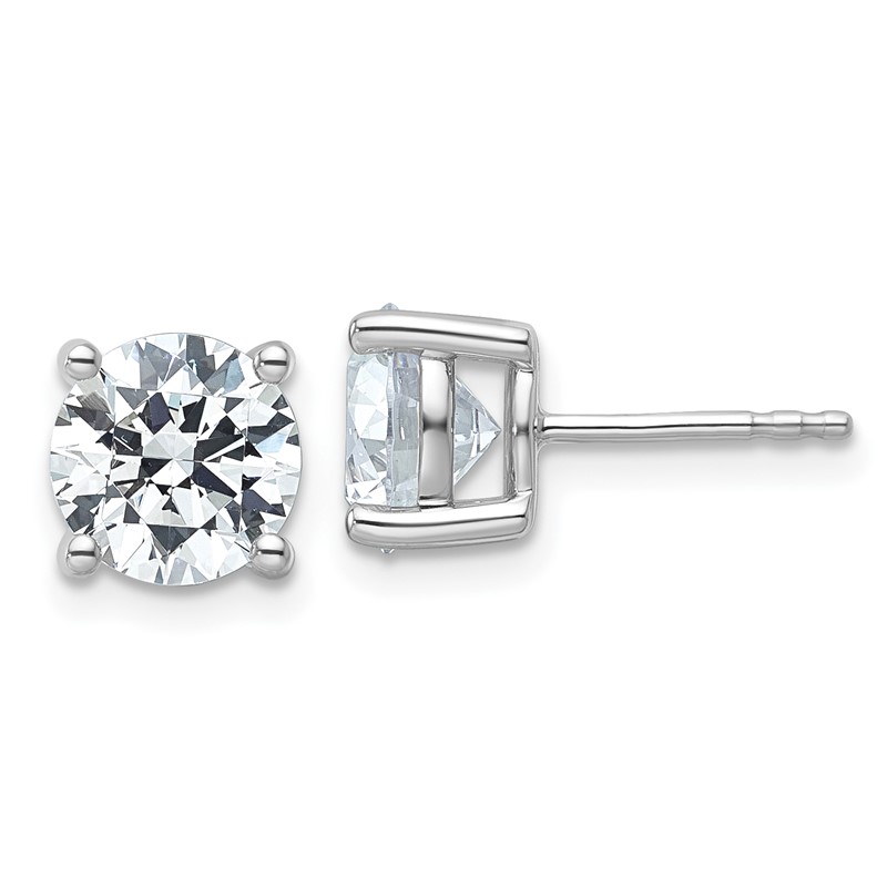 14k White Gold 4 ctw Lab Grown Diamond VS+ F+ Round 4 Prong Heavy Wt. Stud Earrings