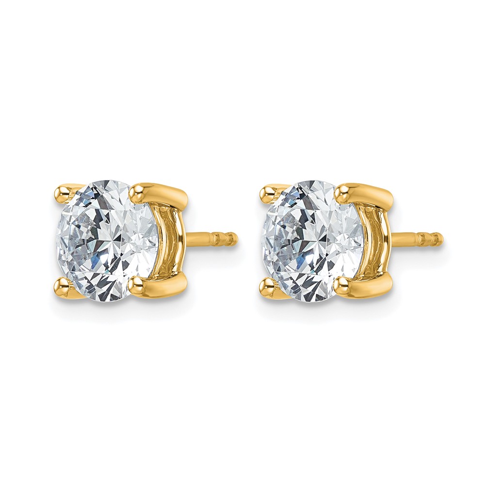 14k 4 carat Certified Lab Grown Diamond VS/SI+ G+ Round Complete Four Prong Heavyweight Stud Earrings (EM1006-400C-LG)