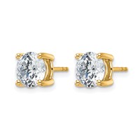 14K Yellow Gold 4 Carat Certified Lab Grown Diamond VS+ F+ Round Complete Four Prong Lightweight Stud Earrings view 2