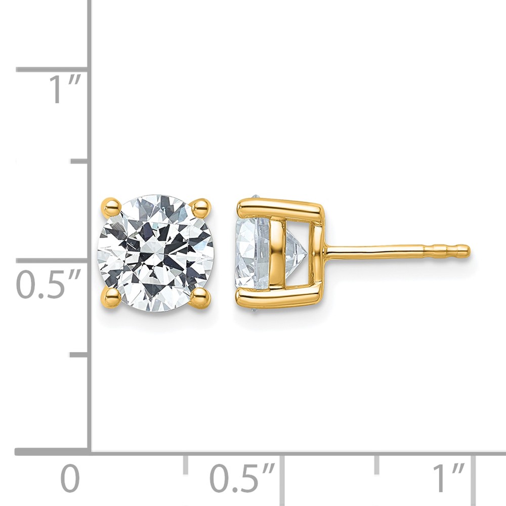 14k 4 carat Certified Lab Grown Diamond VS/SI+ G+ Round Complete Four Prong Heavyweight Stud Earrings (EM1006-400C-LG)
