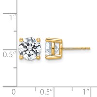 14K Yellow Gold 4 Carat Certified Lab Grown Diamond VS+ F+ Round Complete Four Prong Lightweight Stud Earrings view 4