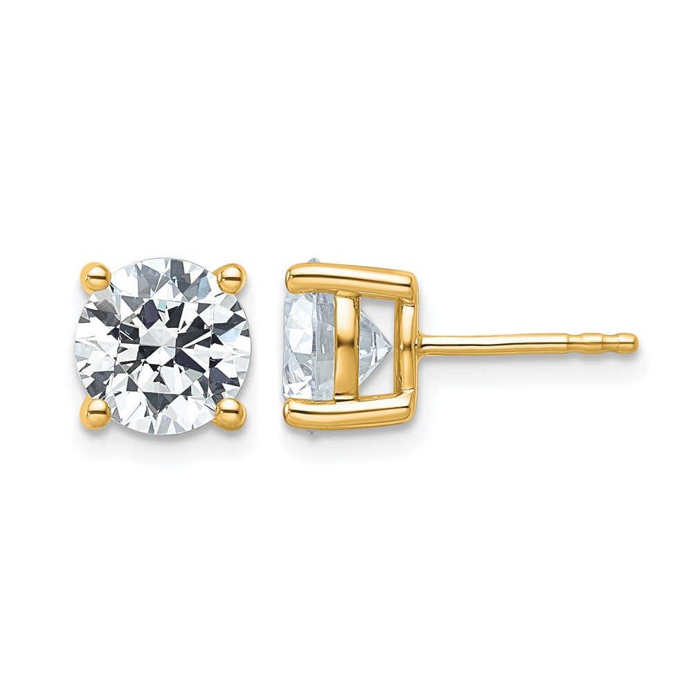 14k 4 carat Certified Lab Grown Diamond VS/SI+ G+ Round Complete Four Prong Heavyweight Stud Earrings (EM1006-400C-LG)