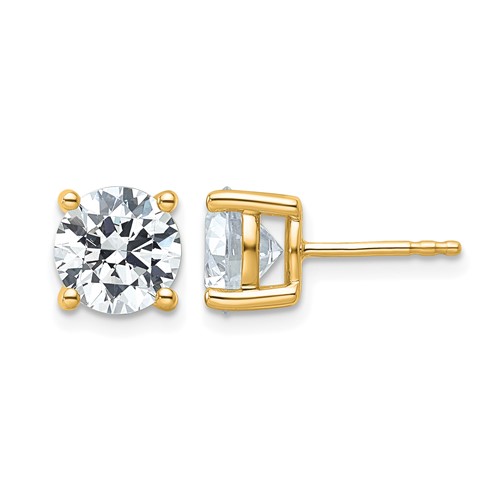 14K Yellow Gold 4 Carat Certified Lab Grown Diamond VS SI+ G+ Round Complete Four Prong Heavyweight Stud Earrings