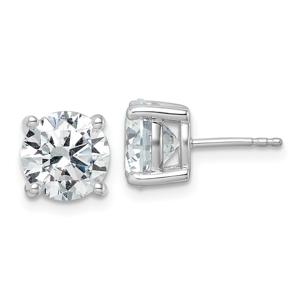10K White Gold 5 Carat Certified Lab Grown Diamond VS SI+ G+ Round Complete Four Prong Stud Earrings