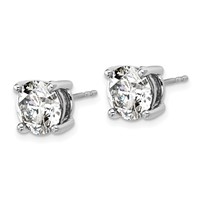 18K White Gold 5 Carat Lab Grown Diamond VS+ F+ Round Complete Four Prong Stud Earrings view 2