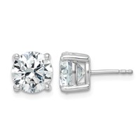 18K White Gold 5 Carat Lab Grown Diamond VS+ F+ Round Complete Four Prong Stud Earrings view 1