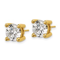 18K Yellow Gold 5 Carat Certified Lab Grown Diamond VS+ F+ Round Complete Four Prong Stud Earrings view 2