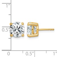 18K Yellow Gold 5 Carat Certified Lab Grown Diamond VS+ F+ Round Complete Four Prong Stud Earrings view 5