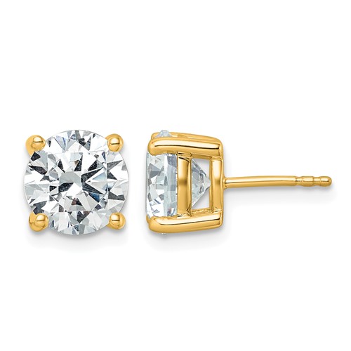 18K Yellow Gold 5 Carat Certified Lab Grown Diamond VS+ F+ Round Complete Four Prong Stud Earrings