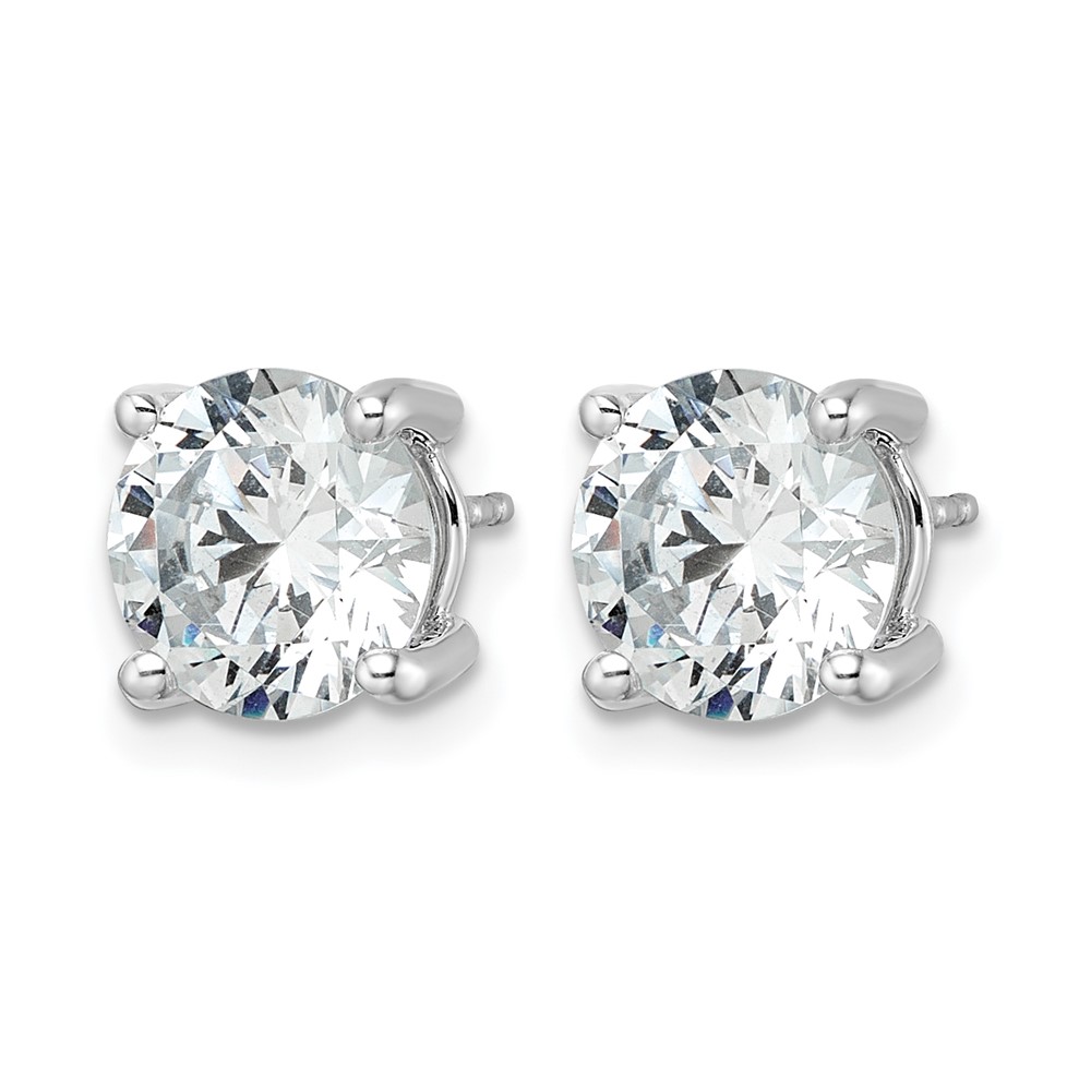 14k White Gold 5 carat Lab Grown Diamond VS/SI+ G+ Round Complete Four Prong Heavyweight Stud Earrings (EM1006-500-WLG)