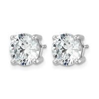 14K White Gold 5 Carat Lab Grown Diamond VS+ F+ Round Complete Four Prong Heavyweight Stud Earrings view 2