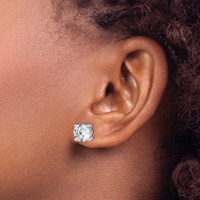 14K White Gold 5 Carat Lab Grown Diamond VS+ F+ Round Complete Four Prong Heavyweight Stud Earrings view 3