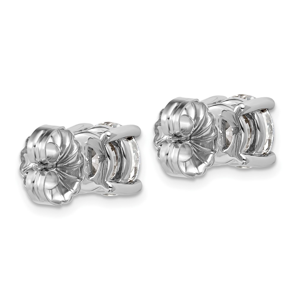 14k White Gold 5 carat Lab Grown Diamond VS/SI+ G+ Round Complete Four Prong Heavyweight Stud Earrings (EM1006-500-WLG)