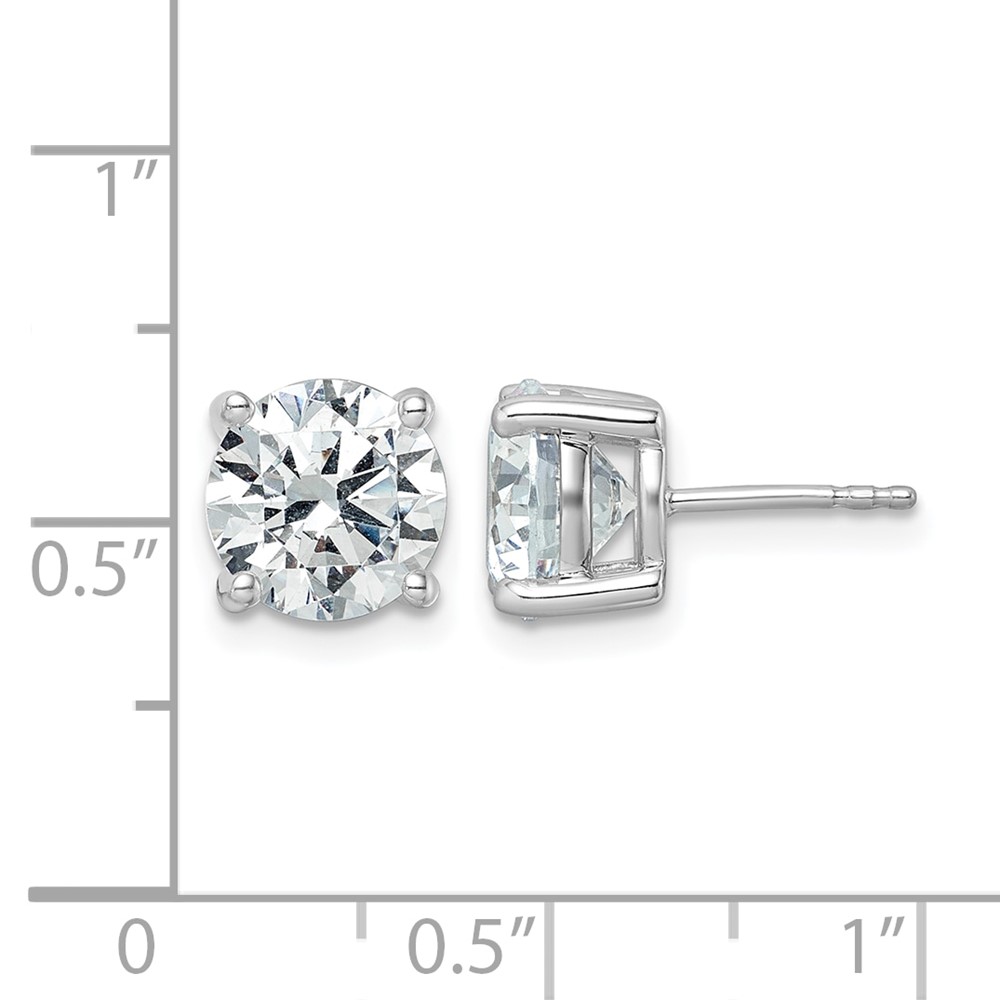 14k White Gold 5 carat Lab Grown Diamond VS/SI+ G+ Round Complete Four Prong Heavyweight Stud Earrings (EM1006-500-WLG)