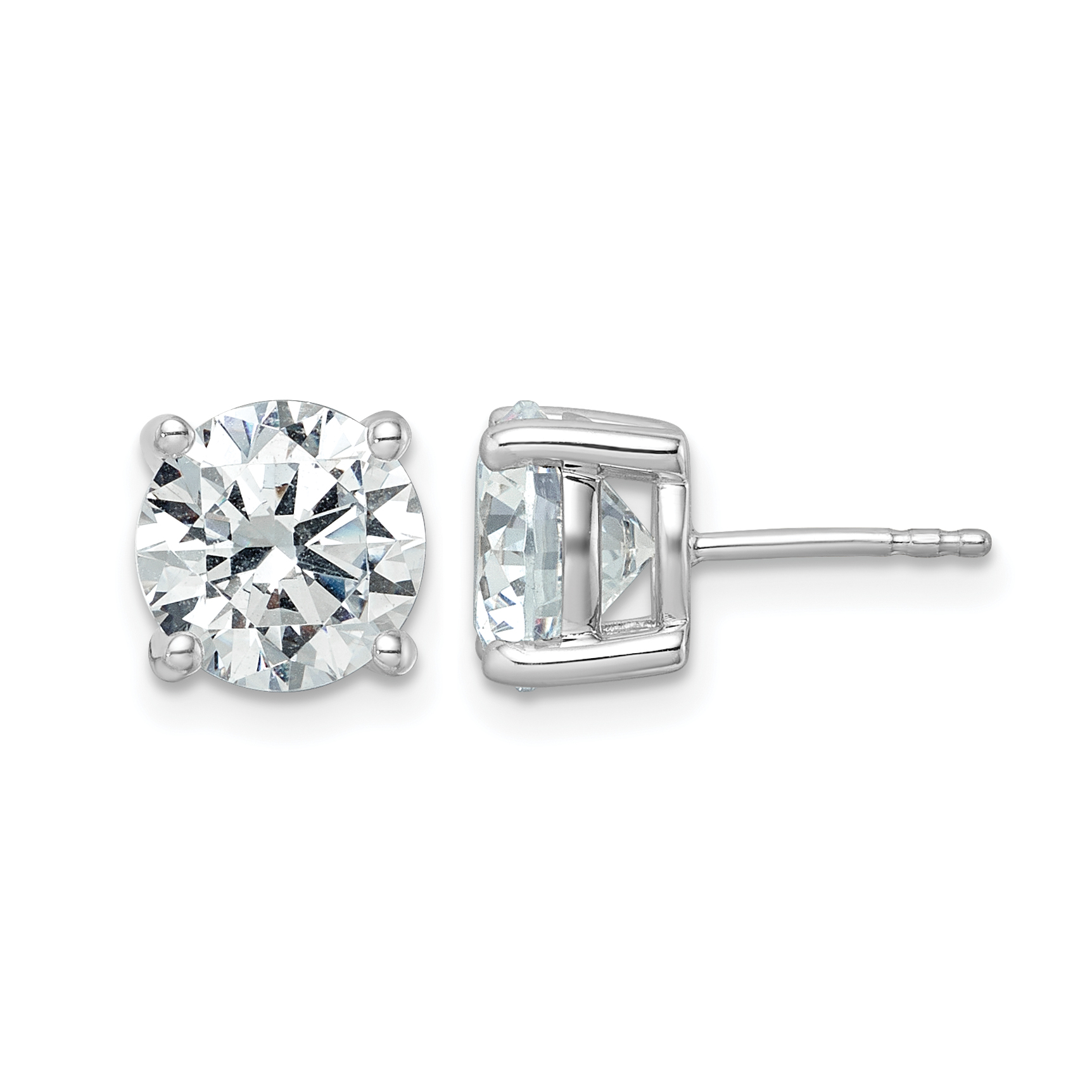 14k White Gold 5 carat Certified Lab Grown Diamond VS/SI+ G+ Round Complete Four Prong Heavyweight Stud Earrings (EM1006-500C-WLG)