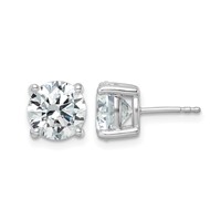 14K White Gold 5 Carat Lab Grown Diamond VS+ F+ Round Complete Four Prong Heavyweight Stud Earrings view 1