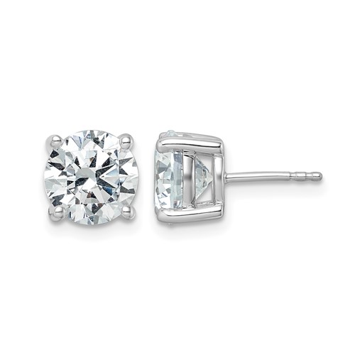 14K White Gold 5 Carat Certified Lab Grown Diamond VS SI+ G+ Round Complete Four Prong Heavyweight Stud Earrings