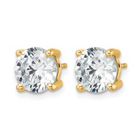 14K Yellow Gold 5 Carat Certified Lab Grown Diamond VS SI+ G+ Round Complete Four Prong Lightweight Stud Earrings view 2