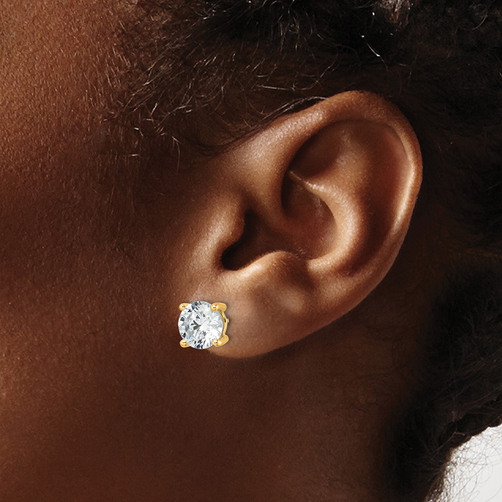 14k 5 carat Certified Lab Grown Diamond VS/SI+ G+ Round Complete Four Prong Heavyweight Stud Earrings (EM1006-500C-LG)