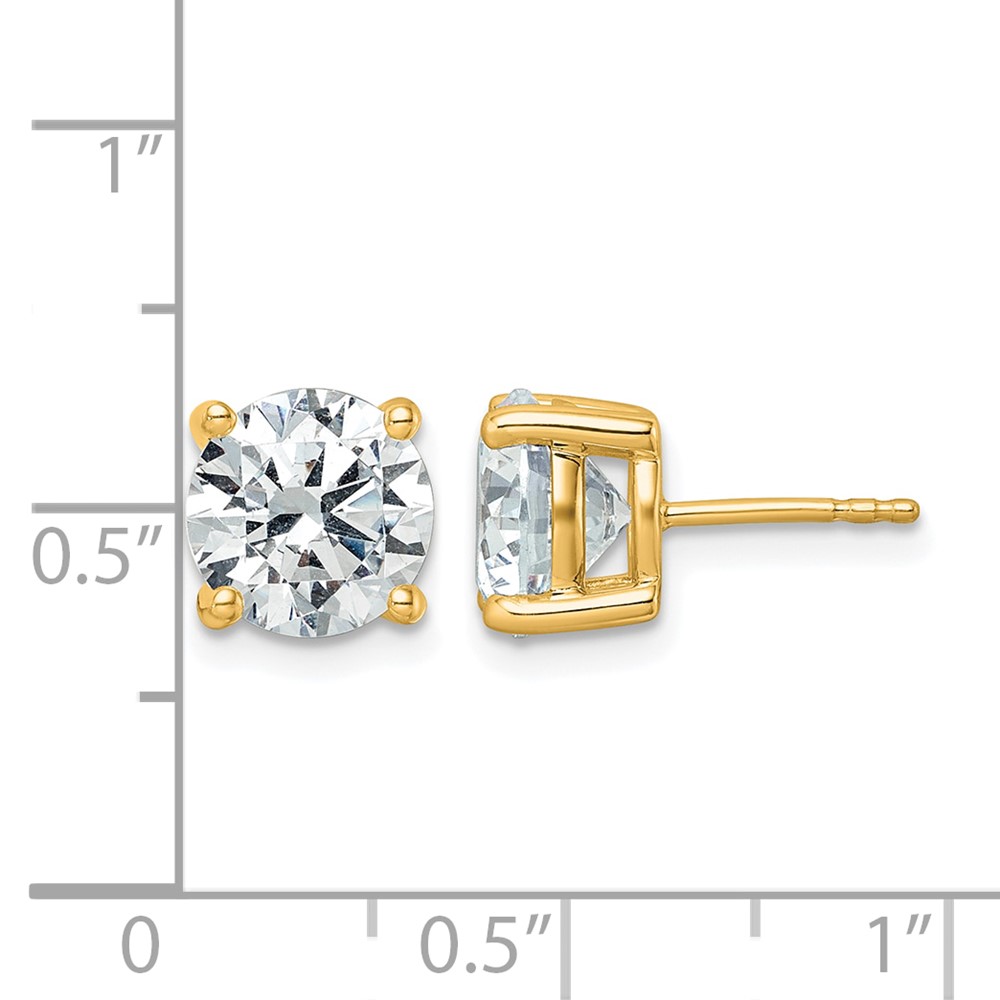 14k 5 carat Certified Lab Grown Diamond VS/SI+ G+ Round Complete Four Prong Heavyweight Stud Earrings (EM1006-500C-LG)