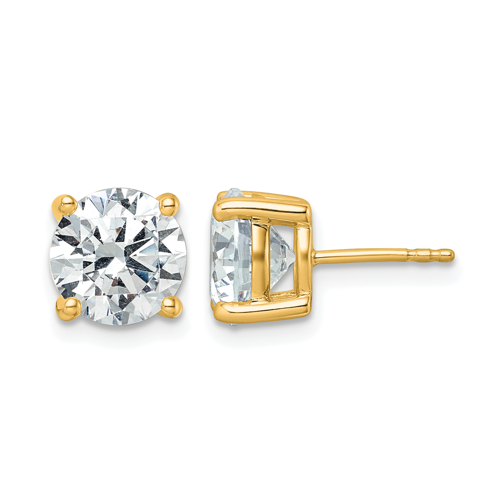 14k 5 carat Certified Lab Grown Diamond VS/SI+ G+ Round Complete Four Prong Heavyweight Stud Earrings (EM1006-500C-LG)