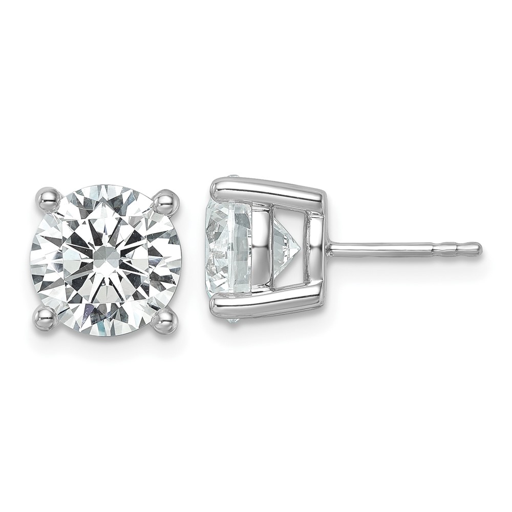10K White Gold 6 Carat Certified Lab Grown Diamond VS SI+ G+ Round Complete Four Prong Stud Earrings