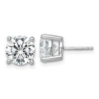 10K White Gold 6 Carat Certified Lab Grown Diamond VS SI+ G+ Round Complete Four Prong Stud Earrings view 1