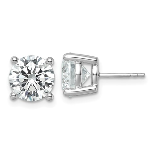 10K White Gold 6 Carat Certified Lab Grown Diamond VS+ F+ Round Complete Four Prong Stud Earrings