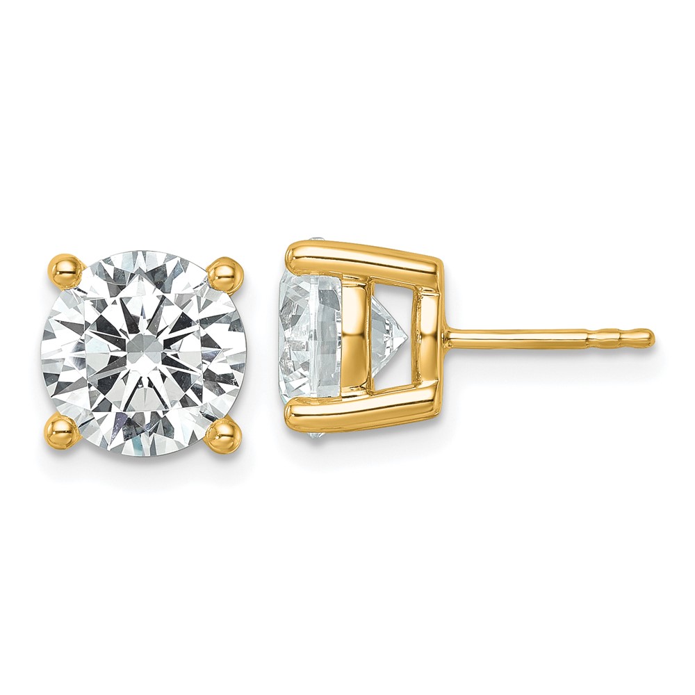 10K Yellow Gold 6 Carat Certified Lab Grown Diamond VS SI+ G+ Round Complete Four Prong Stud Earrings
