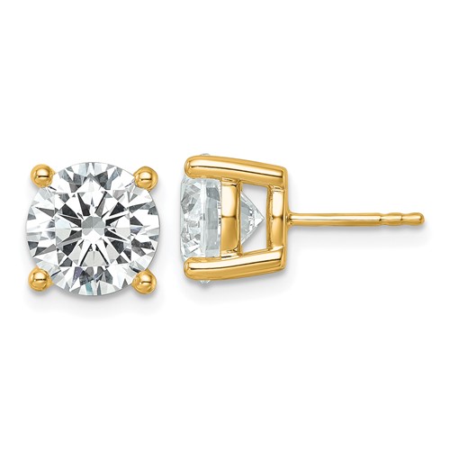 10K Yellow Gold 6 Carat Certified Lab Grown Diamond VS SI+ G+ Round Complete Four Prong Stud Earrings