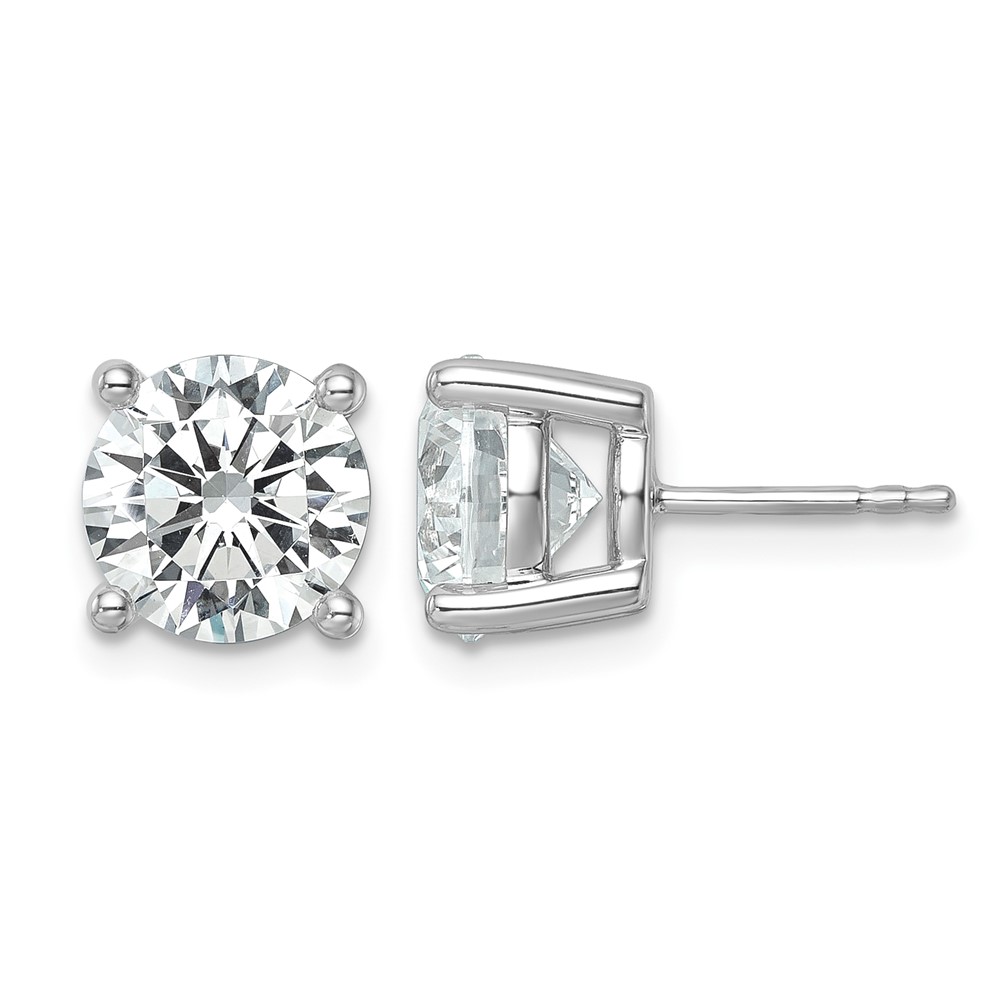 18K White Gold 6 Carat Certified Lab Grown Diamond VS+ F+ Round Complete Four Prong Stud Earrings
