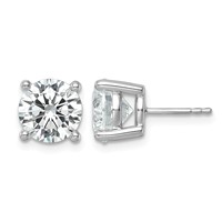 18K White Gold 6 Carat Certified Lab Grown Diamond VS+ F+ Round Complete Four Prong Stud Earrings view 1
