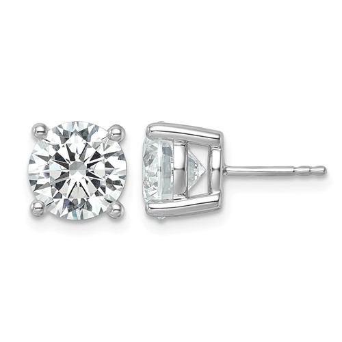 18K White Gold 6 Carat Certified Lab Grown Diamond VS+ F+ Round Complete Four Prong Stud Earrings