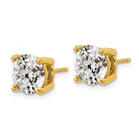18K Yellow Gold 6 Carat Lab Grown Diamond VS+ F+ Round Complete Four Prong Stud Earrings view 2