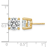 18K Yellow Gold 6 Carat Lab Grown Diamond VS+ F+ Round Complete Four Prong Stud Earrings view 5