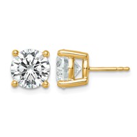 18K Yellow Gold 6 Carat Lab Grown Diamond VS+ F+ Round Complete Four Prong Stud Earrings view 1