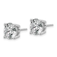 Platinum 6 Carat Lab Grown Diamond VS+ F+ Round Complete Four Prong Stud Earrings view 2
