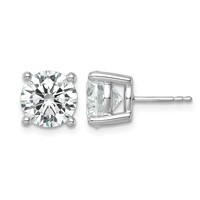 Platinum 6 Carat Lab Grown Diamond VS+ F+ Round Complete Four Prong Stud Earrings view 1