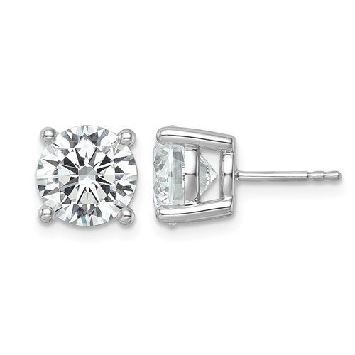Platinum 6 Carat Lab Grown Diamond VS+ F+ Round Complete Four Prong Stud Earrings