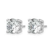 14K White Gold 6 Carat Certified Lab Grown Diamond VS SI+ G+ Round Complete Four Prong Heavyweight Stud Earrings view 2