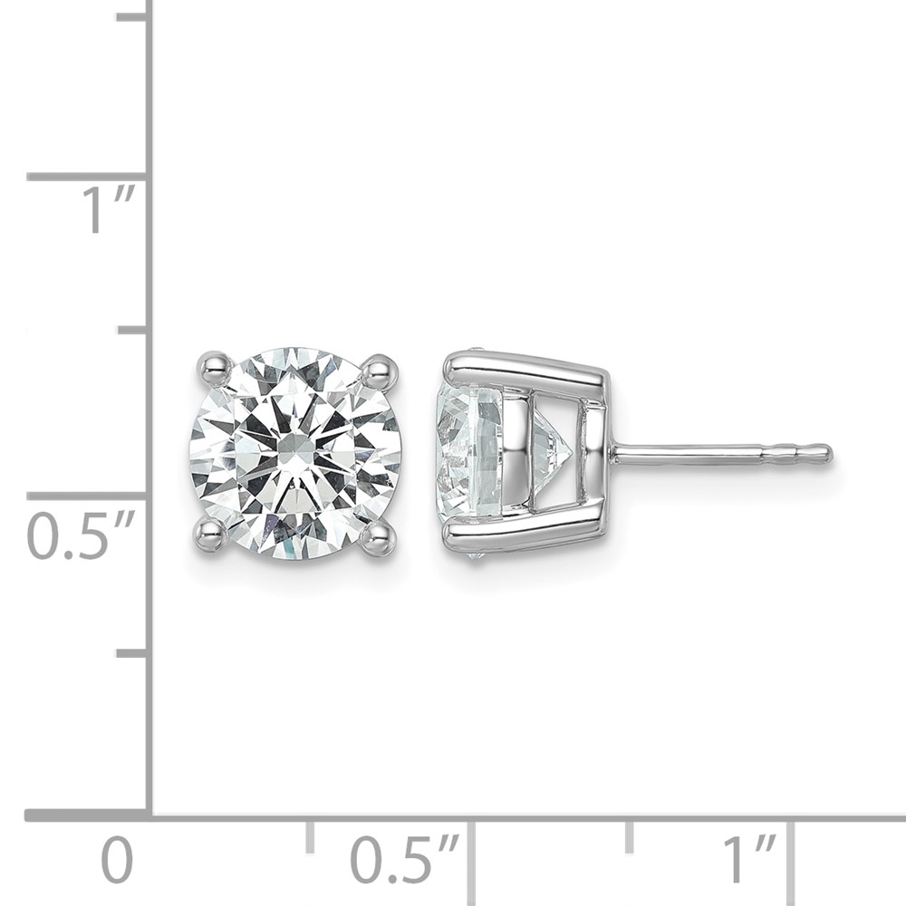 14k White Gold 6 carat Lab Grown Diamond VS/SI+ G+ Round Complete Four Prong Heavyweight Stud Earrings (EM1006-600-WLG)