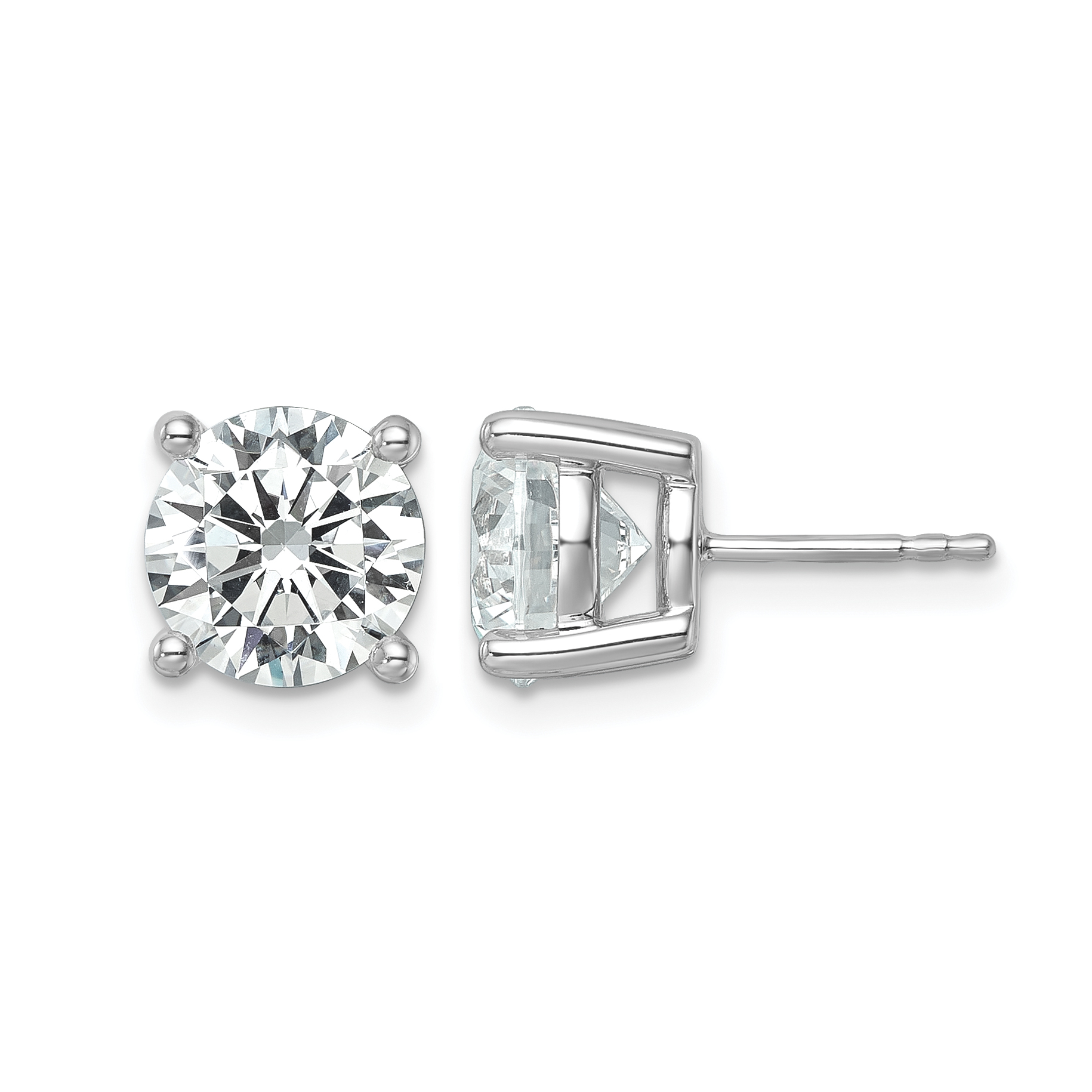14k White Gold 6 carat Certified Lab Grown Diamond VS/SI+ G+ Round Complete Four Prong Heavyweight Stud Earrings (EM1006-600C-WLG)