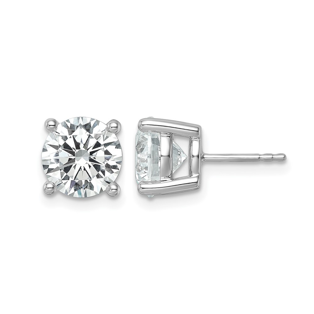 14k White Gold 6 carat Certified Lab Grown Diamond VS/SI+ G+ Round Complete Four Prong Heavyweight Stud Earrings (EM1006-600C-WLG)