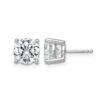 14K White Gold 6 Carat Certified Lab Grown Diamond VS SI+ G+ Round Complete Four Prong Heavyweight Stud Earrings view 1