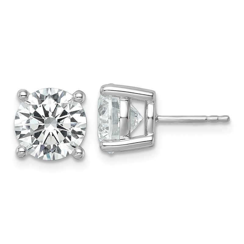 14k White Gold 6 ctw Certified Lab Grown Diamond VS+ F+ Round 4 Prong Heavy Wt. Stud Earrings