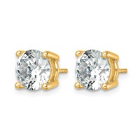 14K Yellow Gold 6 Carat Lab Grown Diamond VS SI+ G+ Round Complete Four Prong Heavyweight Stud Earrings view 2