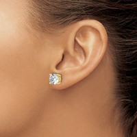 14K Yellow Gold 6 Carat Lab Grown Diamond VS SI+ G+ Round Complete Four Prong Heavyweight Stud Earrings view 3