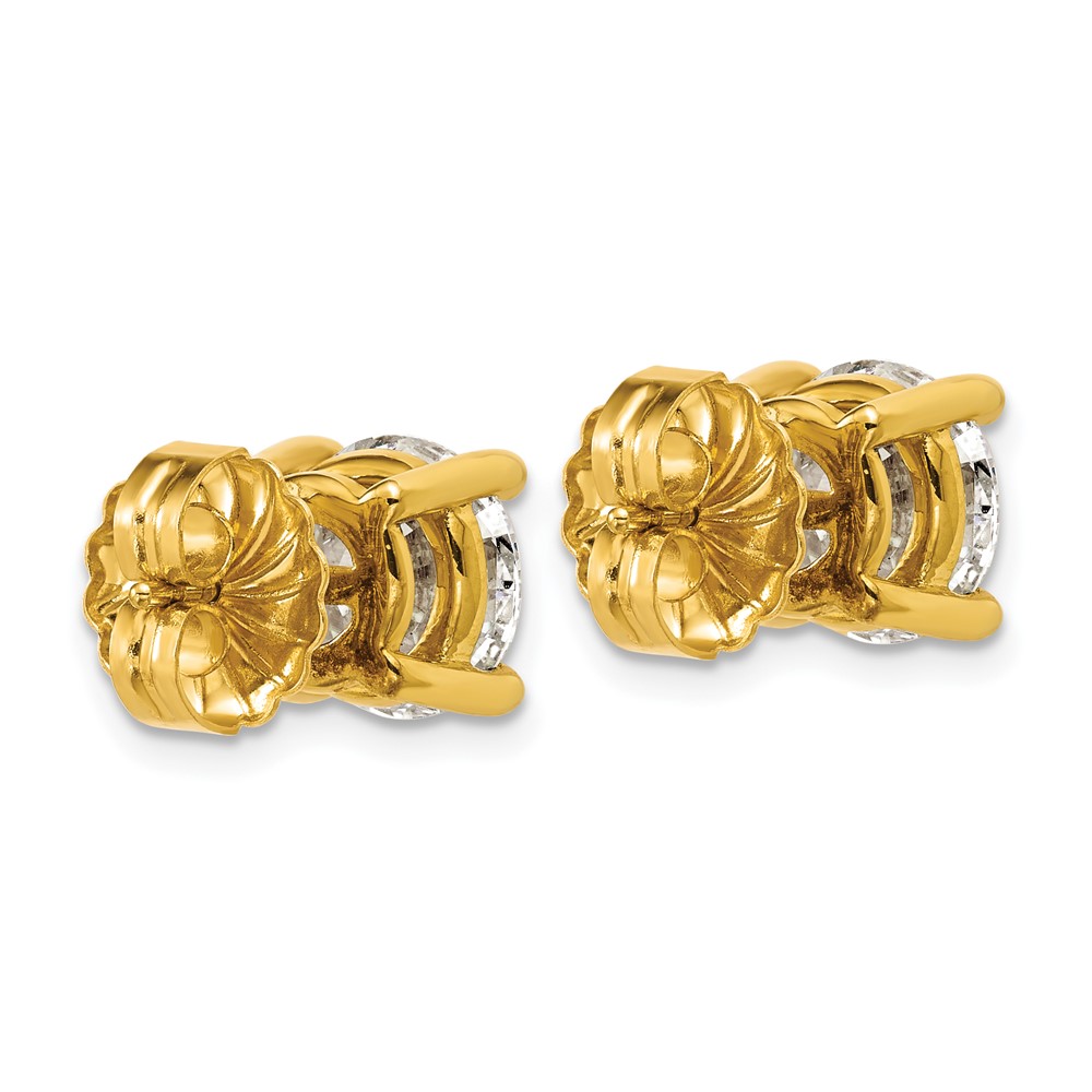 14k 6 carat Lab Grown Diamond VS/SI+ G+ Round Complete Four Prong Heavyweight Stud Earrings (EM1006-600-LG)